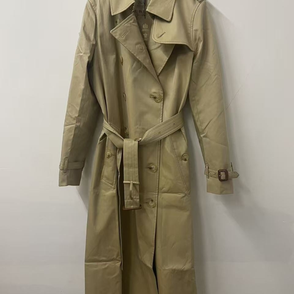 Burberry Beige Double-Breasted Trench Coat with Signature Plaid Lining